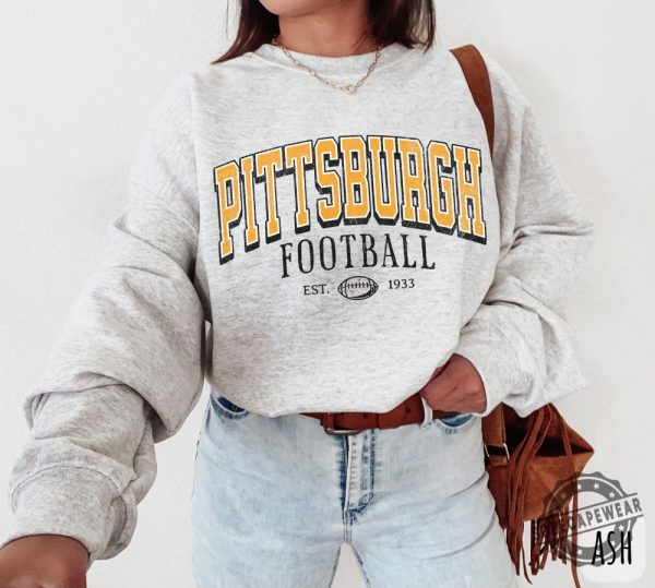 Vintage Pittsburgh Football Sweatshirt T Shirt Hoodie Steel City Crewneck Game Day Pullover Pittsburgh Steelers Long Sleeve Shirts New sobecapewear 1