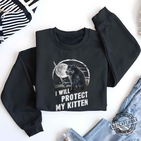 Werewolf Ripping Meme Alpha Wolf I Will Protect My Kitten Classic Tshirt Sweatshirt Hoodie sobecapewear 1