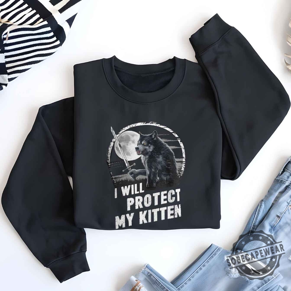 Werewolf Ripping Meme Alpha Wolf I Will Protect My Kitten Classic Tshirt Sweatshirt Hoodie