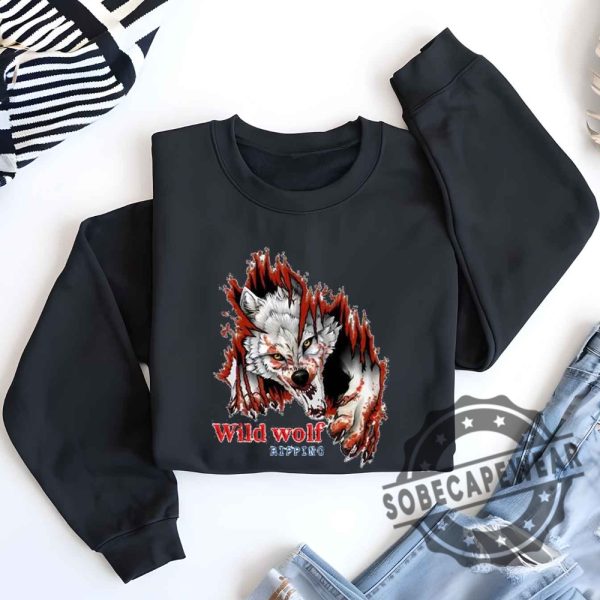 Wild Wolf Ripping Shirt Werewolf Tshirt Sweatshirt Hoodie sobecapewear 1