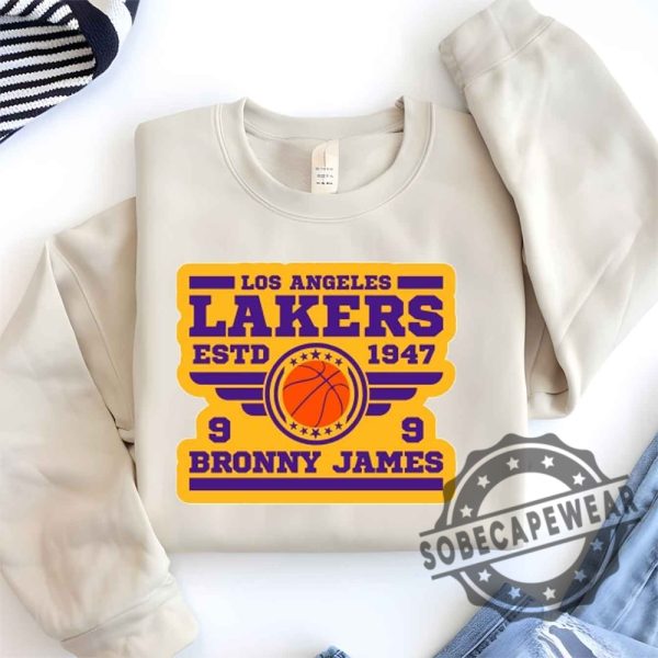 Los Angeles Lakers Bronny James 9 American Basketball Shirt Tshirt Sweatshirt Hoodie sobecapewear 1