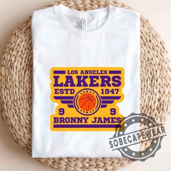 Los Angeles Lakers Bronny James 9 American Basketball Shirt Tshirt Sweatshirt Hoodie sobecapewear 3