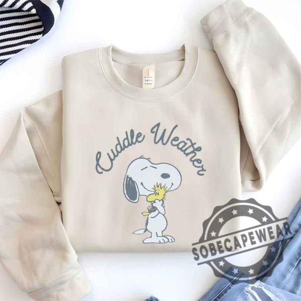 Peanuts Snoopy Cuddle Weather Graphic Boyfriend Tee Shirt Tshirt Sweatshirt Hoodie sobecapewear 1