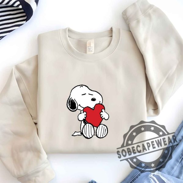 Peanuts Snoopy Valentines Hugging Heart Toddler And Youth Short Sleeve Graphic Shirt Tshirt Sweatshirt Hoodie sobecapewear 1