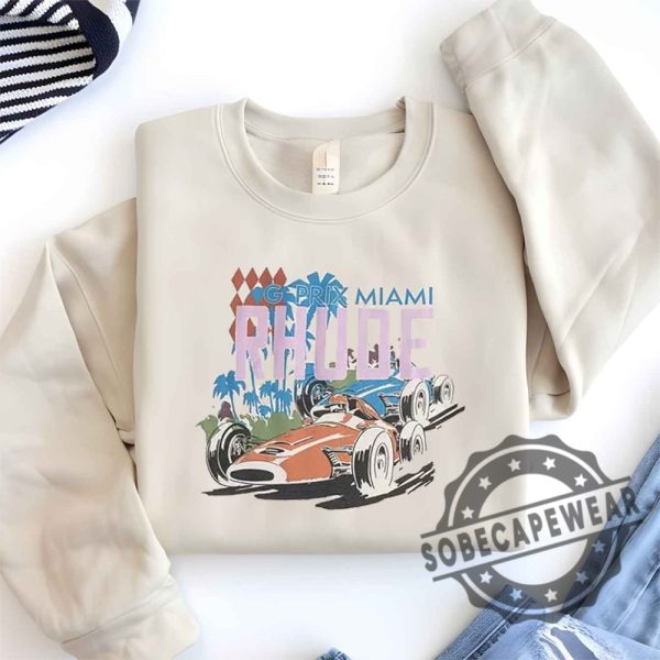 Rhude Miami Formula Retro Logo Printed Short Sleeved Shirt Tshirt Sweatshirt Hoodie sobecapewear 1