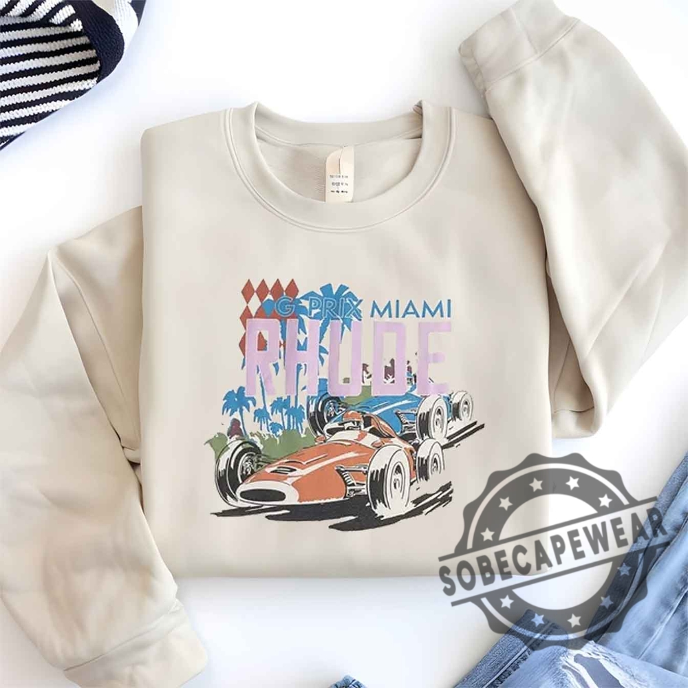 Rhude Miami Formula Retro Logo Printed Short Sleeved Shirt Tshirt Sweatshirt Hoodie