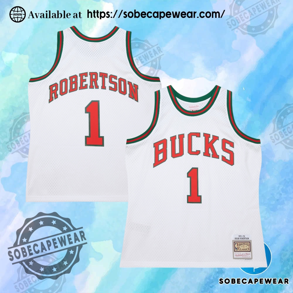 Oscar Robertson Milwaukee Bucks Mitchell  Ness 197172 Swingman White Jersey