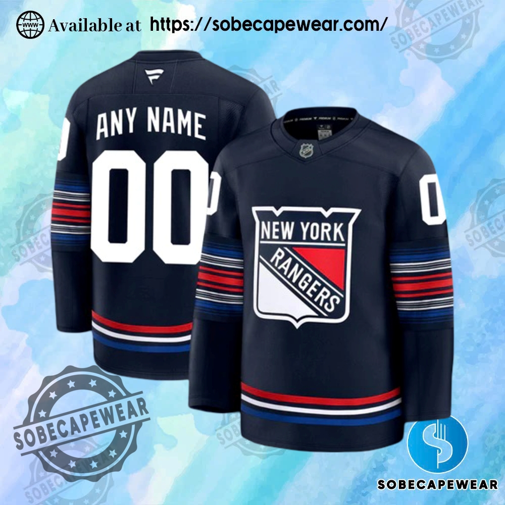 25 Stunning Personalized Hockey Jerseys to Match Your Unique Style 19 Personalize New York Rangers 2024 Fanatics Premium Official Nhl Third Alternate Jersey