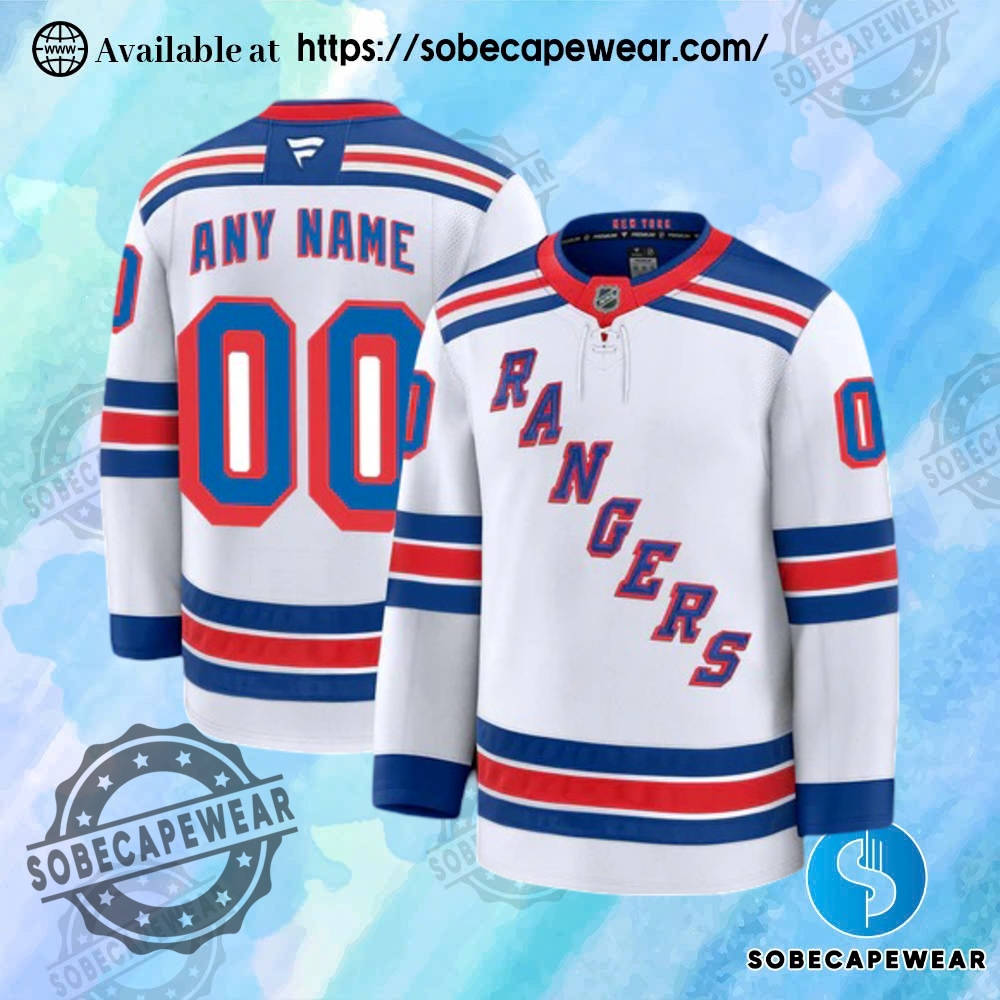 25 Stunning Personalized Hockey Jerseys to Match Your Unique Style 20 Personalize New York Rangers 2024 Fanatics Premium Official Nhl Away Jersey