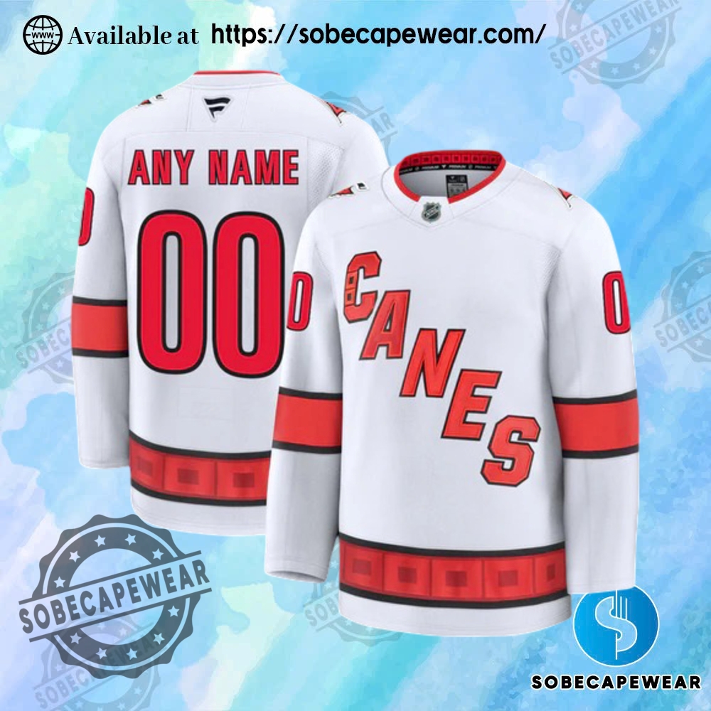 25 Stunning Personalized Hockey Jerseys to Match Your Unique Style 25 Personalize Carolina Hurricanes 2024 Fanatics Premium Official Nhl Away Jersey
