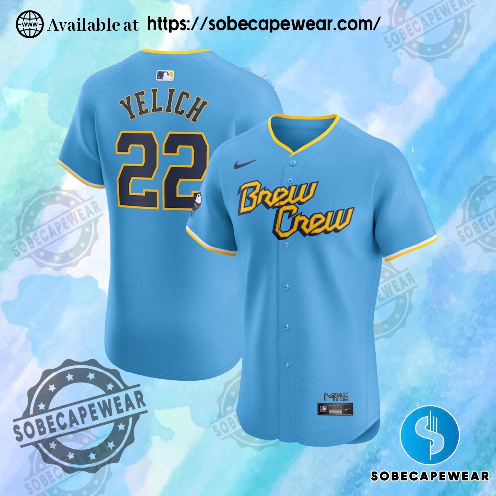 Just Released: Standout Jerseys of the Month 19 Christian Yelich Milwaukee Brewers Nike City Connect Elite Player Powder Blue Jersey