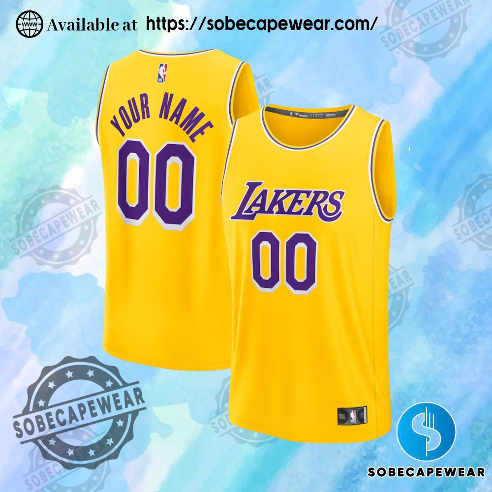 Make It Yours: Custom Jerseys with Your Name and Number 5 Personalize Mens Los Angeles Lakers Fanatics Gold Fast Break Custom Jersey