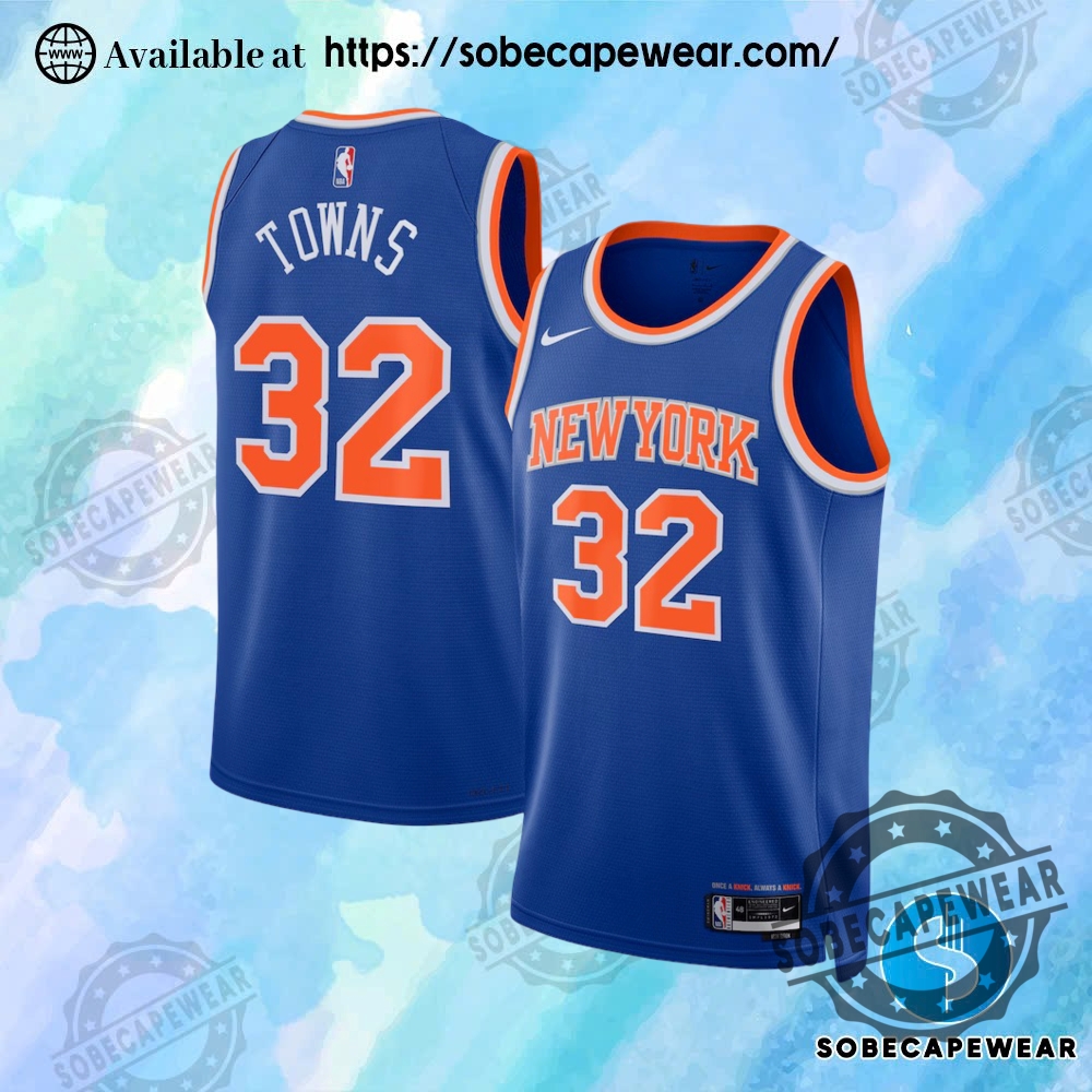 New York Knicks Karl Anthony Towns Nike Blue Swingman Jersey sobecapewear 1 1
