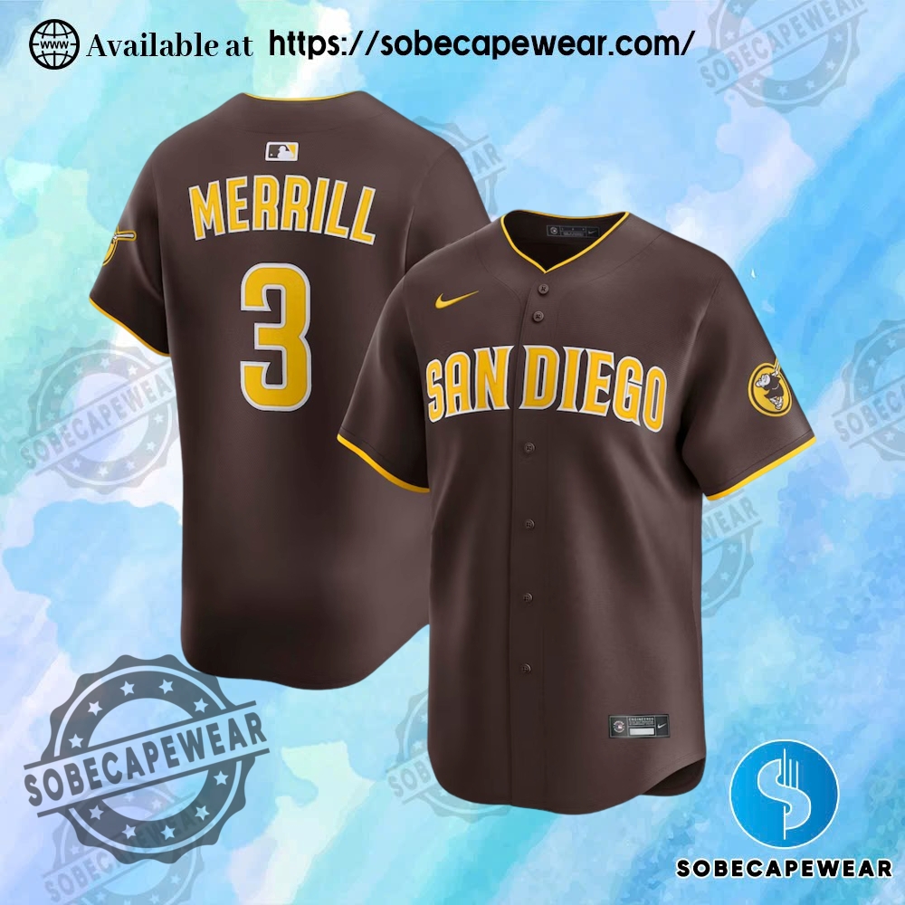 Jackson Merrill San Diego Padres Nike Road Limited Brown Jersey sobecapewear 1
