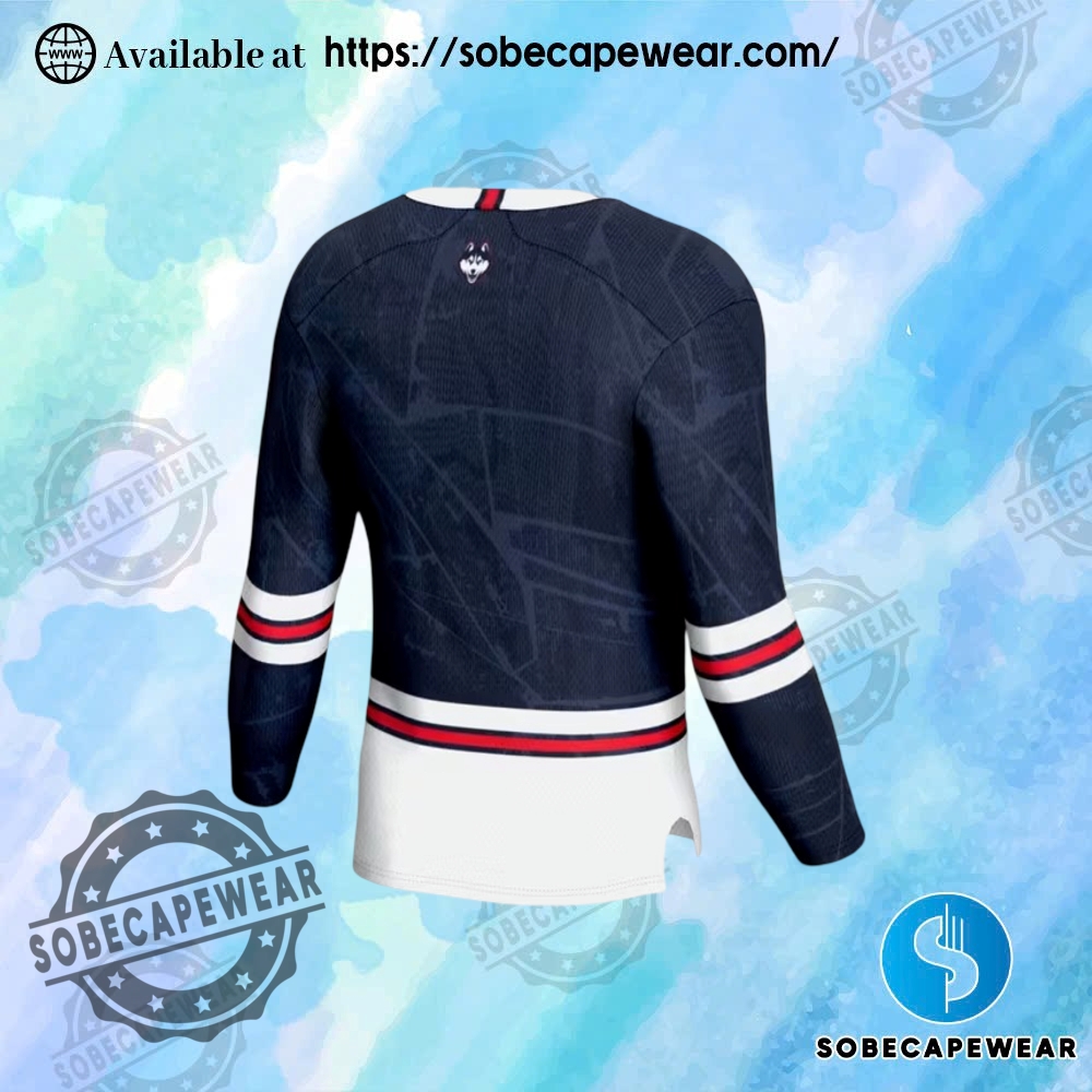 Uconn Huskies Navy Blue Vigor Hockey Jersey 3 UConn Huskies Navy Blue Vigor Hockey Jersey
