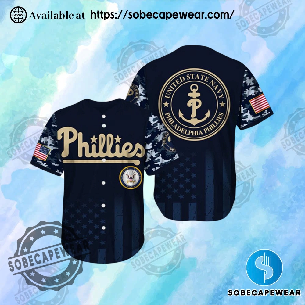 Sportswear Meets Streetwear: Trendy Jerseys You’ll Love 3 Phillie Us Navy Appreciation Night 2025 Baseball Jersey