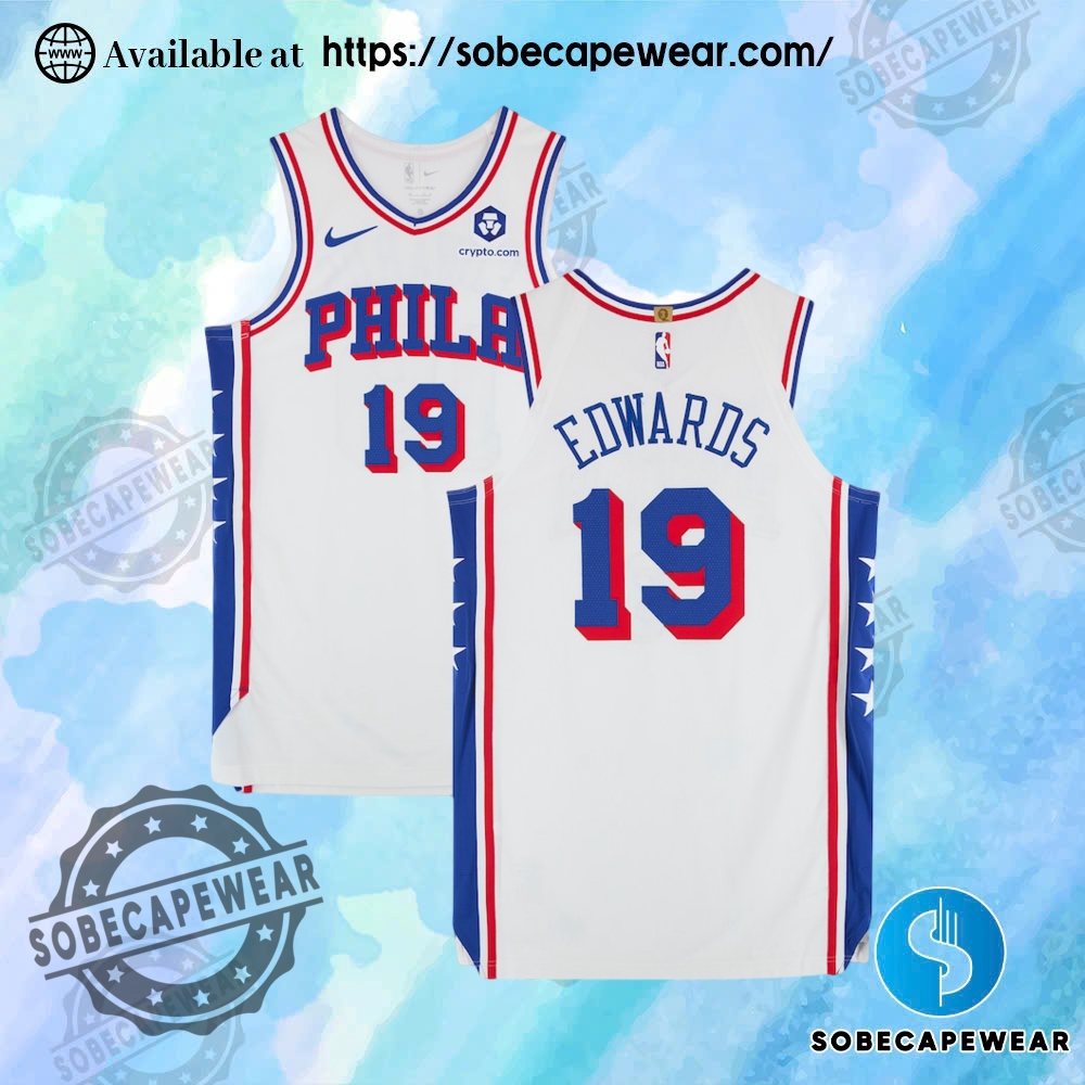 Trendy Jerseys That Make a Statement 19 Justin Edwards No19 Sixers Game Used White Jersey Vs Pelicans