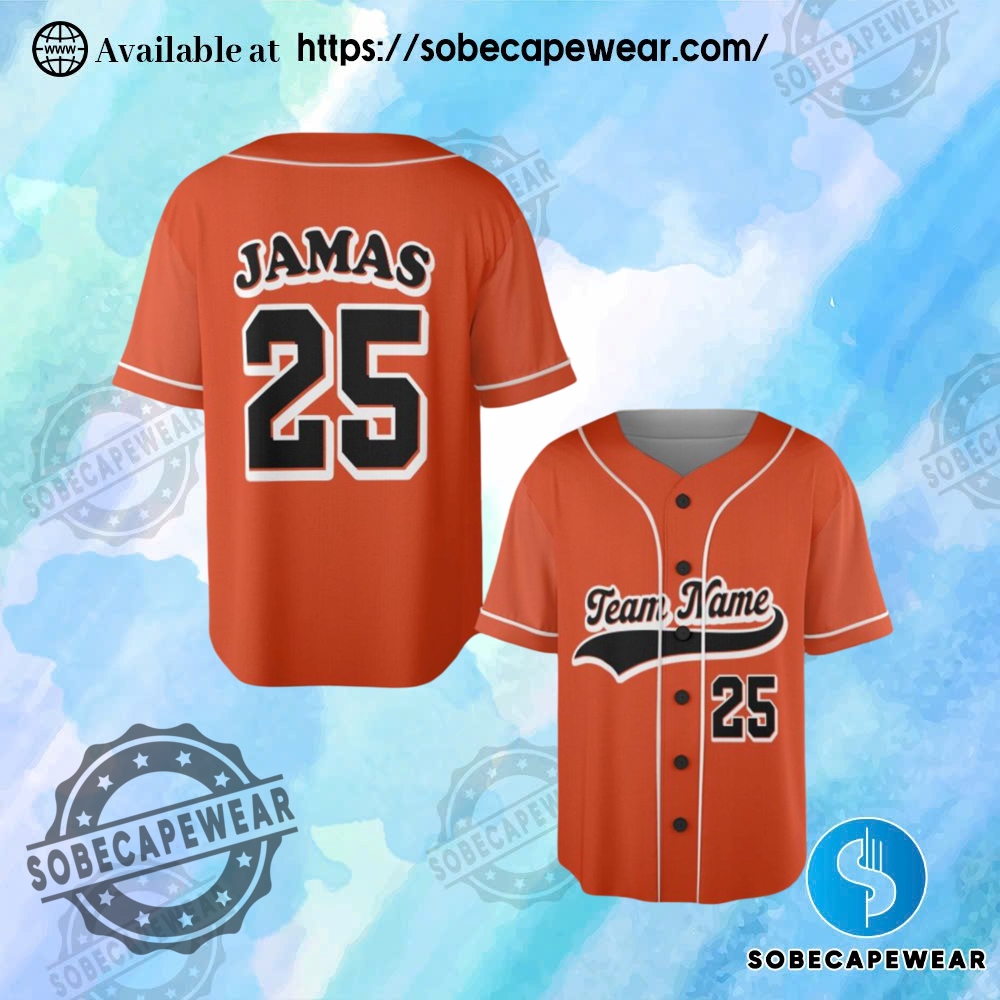 Create Your Own Jersey: Add Your Name and Team with Ease 5 Personalized Team Name And Number Baseball Burnt Orange Jersey