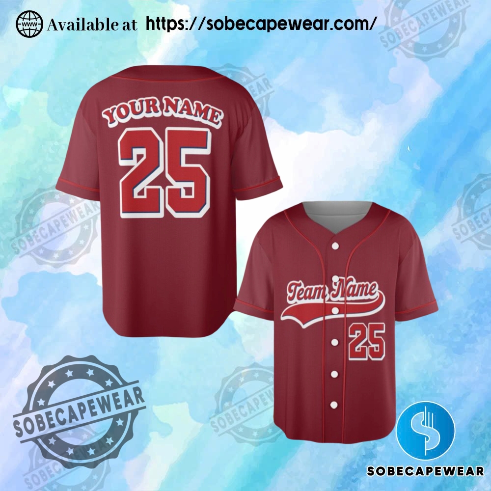 Create Your Own Jersey: Add Your Name and Team with Ease 6 Personalized Team Name And Number Baseball Burgundy Jersey