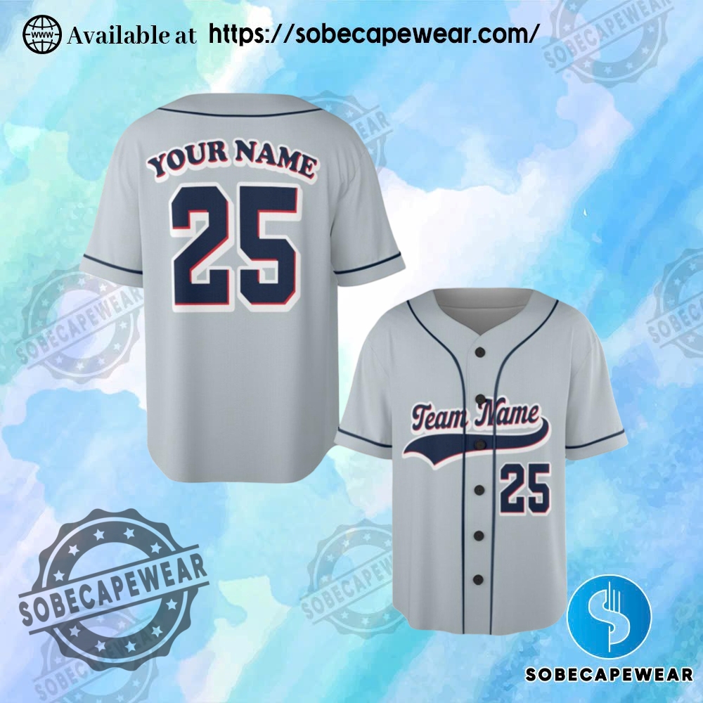 Create Your Own Jersey: Add Your Name and Team with Ease 8 Personalized Team Name And Number Baseball Grey Jersey