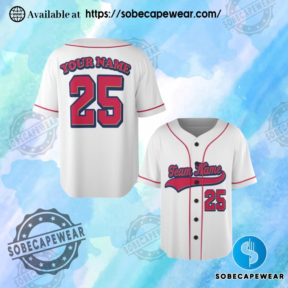 Create Your Own Jersey: Add Your Name and Team with Ease 10 Personalized Team Name And Number Baseball White Jersey With Red Text