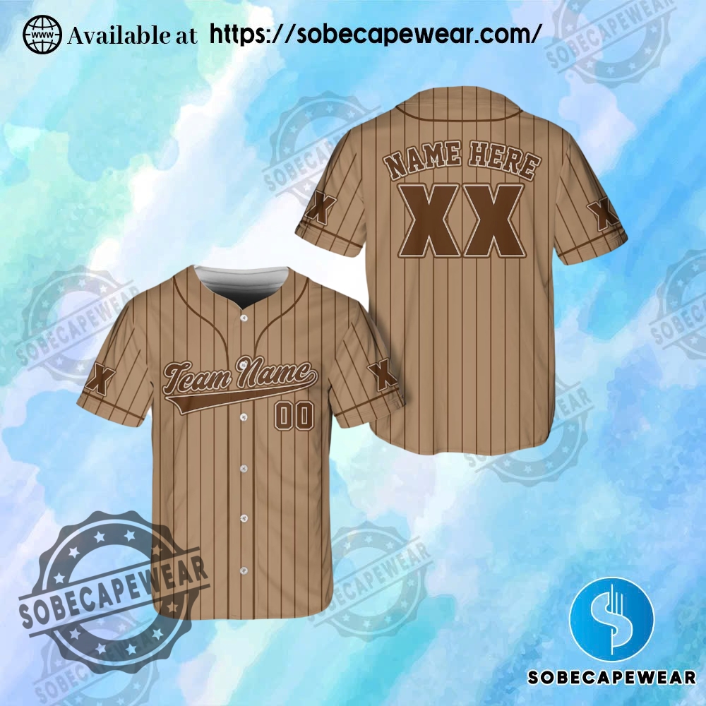 Create Your Own Jersey: Add Your Name and Team with Ease 12 Brown Stripe Baseball Jersey For Fans Of All Ages