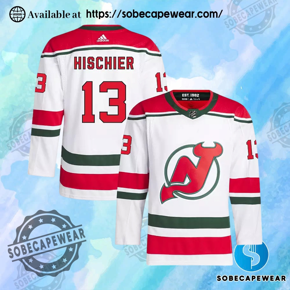 Mens New Jersey Devils Nico Hischier No13 White Premium Authentic Jersey sobecapewear 1