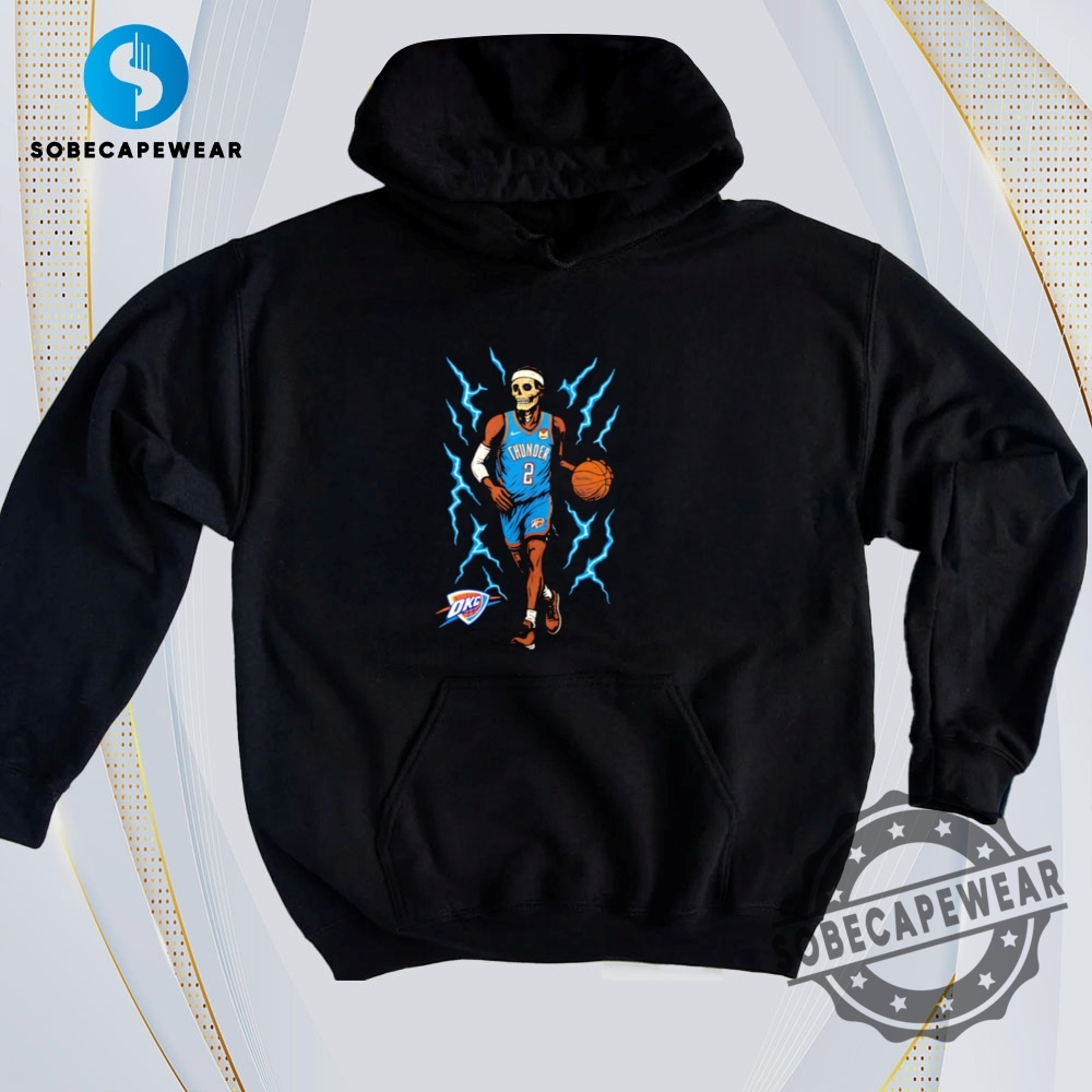 T-Shirts That Trend: What’s Hot in 2D Prints Today 5 Skeleton Shai Gilgeousalexander Oklahoma City Thunder Lightning Vintage Retro Shirt Sweatshirt Sweater Hoodie