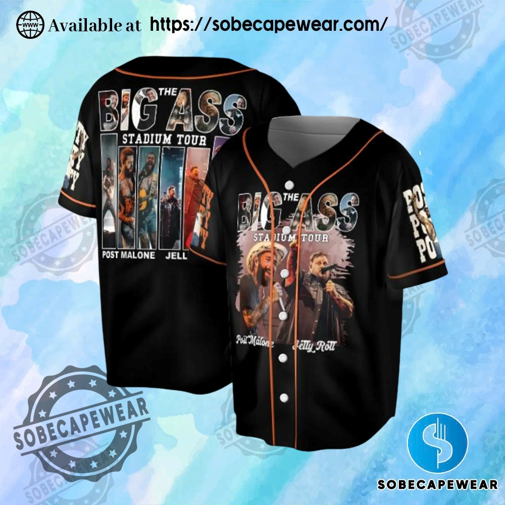 Top Trending Artist-Inspired Jersey Shirts You’ll Want in Your Closet 23 Post Malone With Jelly Roll The Big Ass Tour Jersey